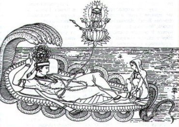 Змей Шеша и отдыхающий на нем бог Вишну